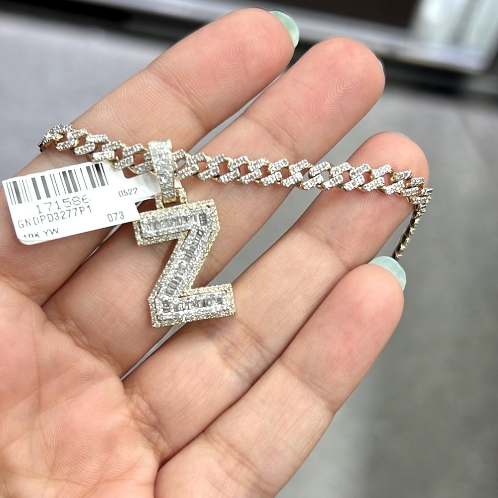 10k solid gold custom Initial pendant, free appraisal, real gold real diamonds